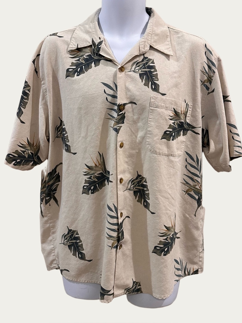 Vintage Hawaiian Blue Silk Blend Shirt Palm LeafPattern by  Paradise XL